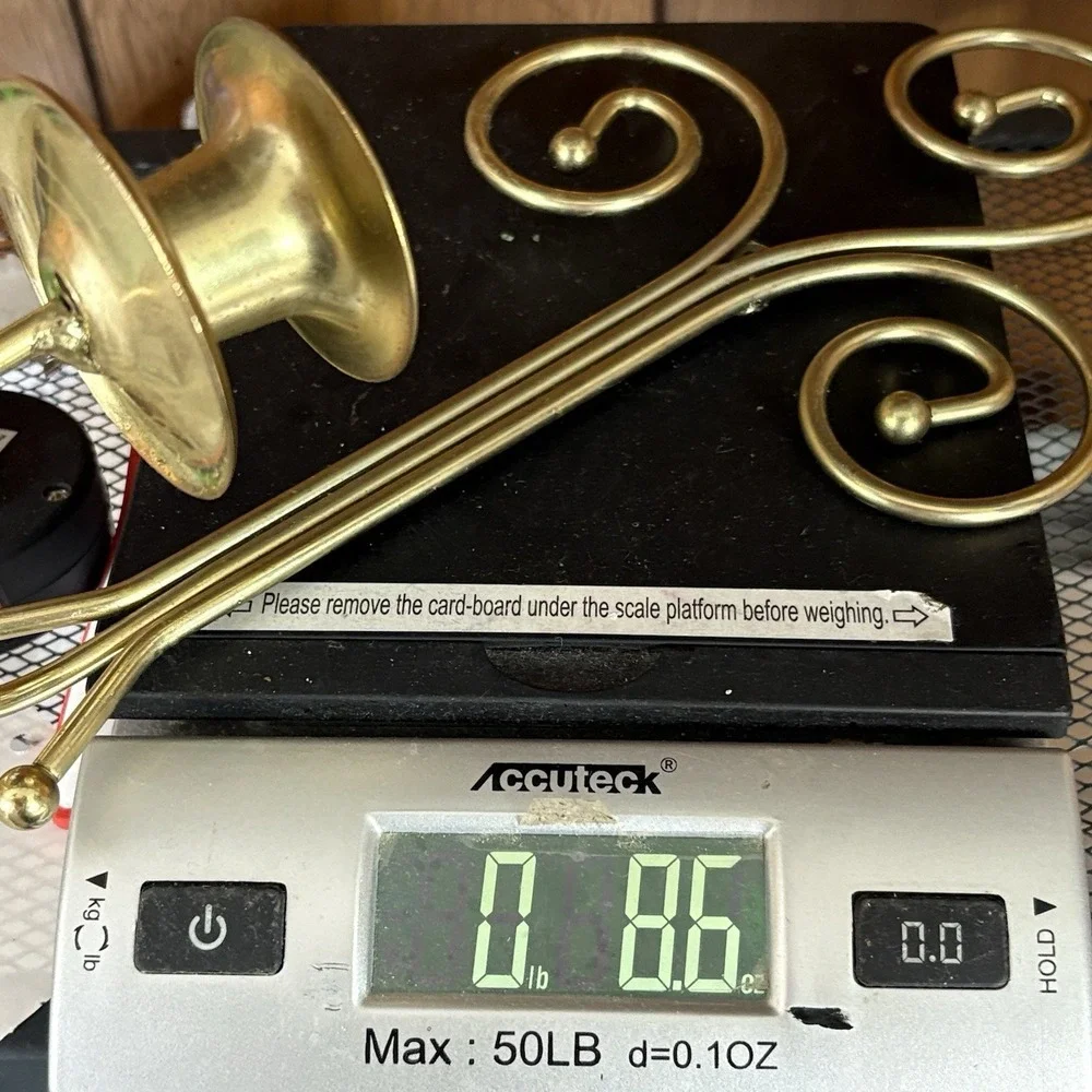 Vintage Metal Wall Hanging Candle Holder Scroll‎ Design 11in Ornate Decor Gold